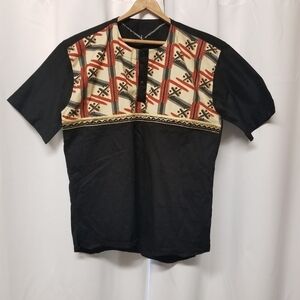 Vintage African Henley Short Sleve Tee Sirt Homemade